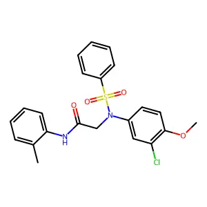 2-[N-(benzenesulfonyl)-3-chloro-4-methoxyanilino]-N-(2-methylphenyl)acetamide structure