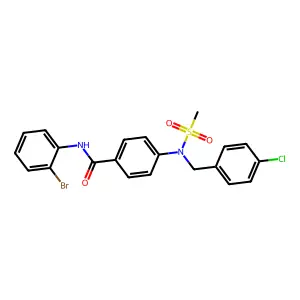 N-(2-bromophenyl)-4-[(4-chlorophenyl)methyl-methylsulfonylamino]benzamide structure