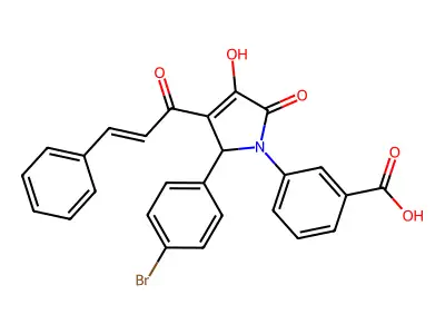 (E)-3-(2-(4-bromophenyl)-3-cinnamoyl-4-hydroxy-5-oxo-2,5-dihydro-1H-pyrrol-1-yl)benzoic acid structure