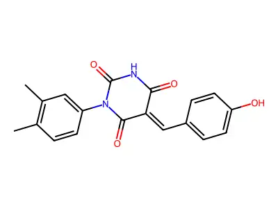 (5E)-1-(3,4-dimethylphenyl)-5-[(4-hydroxyphenyl)methylidene]-1,3-diazinane-2,4,6-trione structure