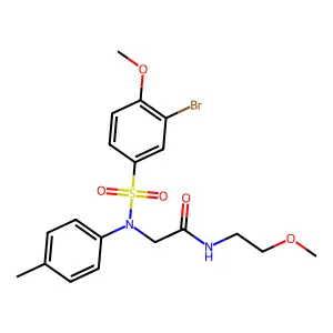 2-(N-(3-bromo-4-methoxyphenyl)sulfonyl-4-methylanilino)-N-(2-methoxyethyl)acetamide structure
