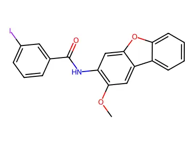 3-iodo-N-(2-methoxydibenzofuran-3-yl)benzamide structure