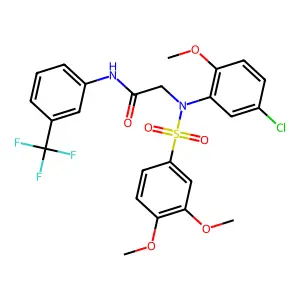 2-(5-chloro-N-(3,4-dimethoxyphenyl)sulfonyl-2-methoxyanilino)-N-[3-(trifluoromethyl)phenyl]acetamide structure