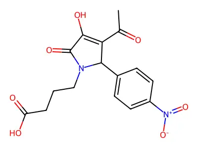 4-[3-acetyl-4-hydroxy-2-(4-nitrophenyl)-5-oxo-2H-pyrrol-1-yl]butanoic acid structure
