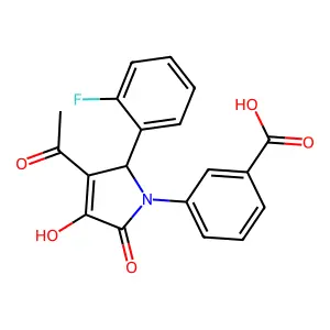 3-[3-acetyl-2-(2-fluorophenyl)-4-hydroxy-5-oxo-2H-pyrrol-1-yl]benzoic acid structure