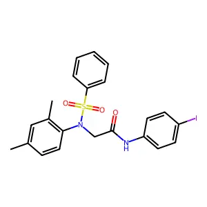 2-[N-(benzenesulfonyl)-2,4-dimethylanilino]-N-(4-iodophenyl)acetamide structure