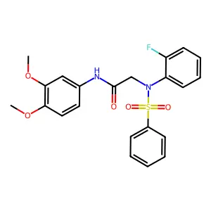 2-[N-(benzenesulfonyl)-2-fluoroanilino]-N-(3,4-dimethoxyphenyl)acetamide structure