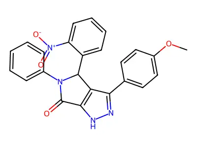 3-(4-methoxyphenyl)-4-(2-nitrophenyl)-5-phenyl-1,4-dihydropyrrolo[3,4-c]pyrazol-6-one structure