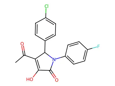 3-acetyl-2-(4-chlorophenyl)-1-(4-fluorophenyl)-4-hydroxy-2H-pyrrol-5-one structure