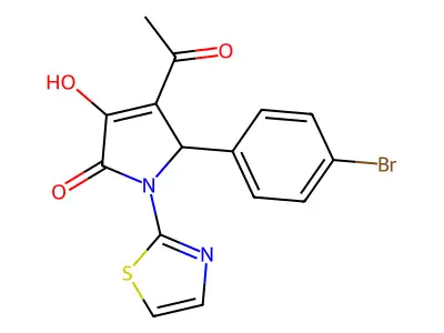 3-acetyl-2-(4-bromophenyl)-4-hydroxy-1-(1,3-thiazol-2-yl)-2H-pyrrol-5-one structure