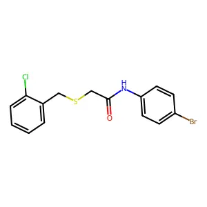 N-(4-bromophenyl)-2-[(2-chlorophenyl)methylsulfanyl]acetamide structure