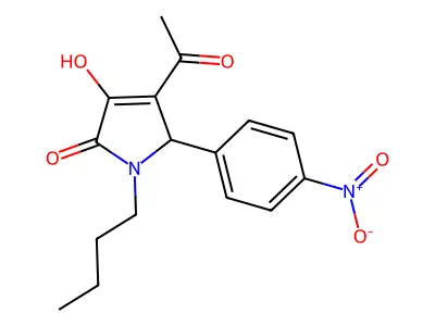 3-acetyl-1-butyl-4-hydroxy-2-(4-nitrophenyl)-2H-pyrrol-5-one structure