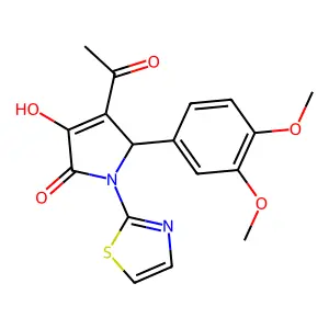 3-acetyl-2-(3,4-dimethoxyphenyl)-4-hydroxy-1-(1,3-thiazol-2-yl)-2H-pyrrol-5-one structure