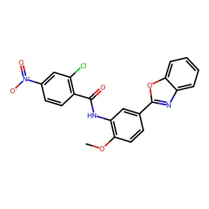 N-[5-(1,3-benzoxazol-2-yl)-2-methoxyphenyl]-2-chloro-4-nitrobenzamide structure
