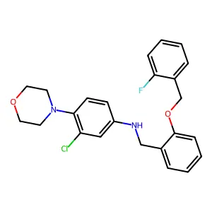 3-chloro-N-[[2-[(2-fluorophenyl)methoxy]phenyl]methyl]-4-morpholin-4-ylaniline structure
