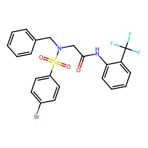 2-[benzyl-(4-bromophenyl)sulfonylamino]-N-[2-(trifluoromethyl)phenyl]acetamide structure