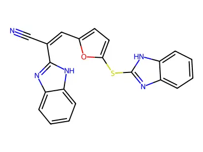 (2Z)-2-(1H-benzimidazol-2-yl)-3-[5-(1H-benzimidazol-2-ylsulfanyl)furan-2-yl]prop-2-enenitrile structure