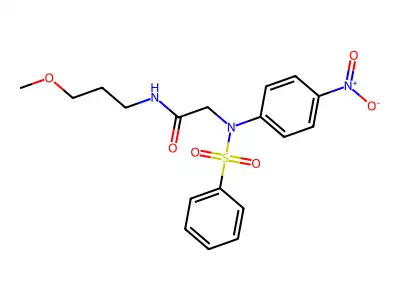 2-[N-(benzenesulfonyl)-4-nitroanilino]-N-(3-methoxypropyl)acetamide structure