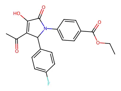 ethyl 4-[3-acetyl-2-(4-fluorophenyl)-4-hydroxy-5-oxo-2H-pyrrol-1-yl]benzoate structure