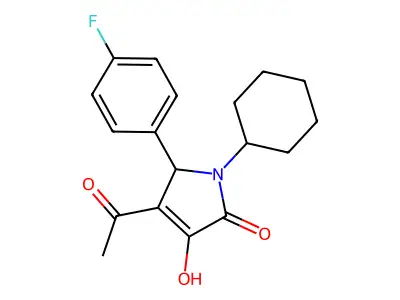3-acetyl-1-cyclohexyl-2-(4-fluorophenyl)-4-hydroxy-2H-pyrrol-5-one structure