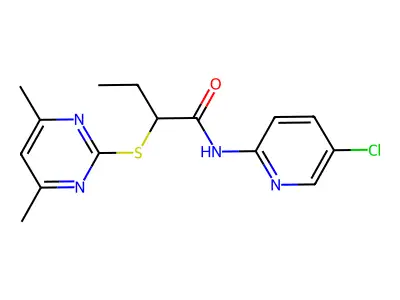 N-(5-chloropyridin-2-yl)-2-[(4,6-dimethylpyrimidin-2-yl)sulfanyl]butanamide structure