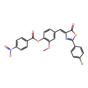 4-{(Z)-[2-(4-bromophenyl)-5-oxo-1,3-oxazol-4(5H)-ylidene]methyl}-2-methoxyphenyl 4-nitrobenzoate structure