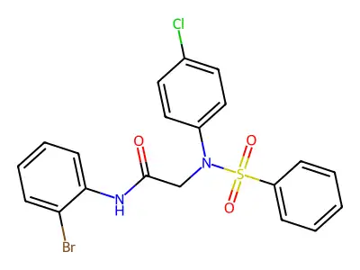 2-[N-(benzenesulfonyl)-4-chloroanilino]-N-(2-bromophenyl)acetamide structure