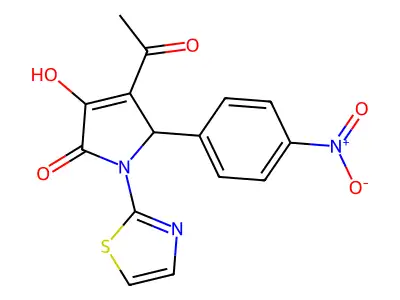 3-acetyl-4-hydroxy-2-(4-nitrophenyl)-1-(1,3-thiazol-2-yl)-2H-pyrrol-5-one structure