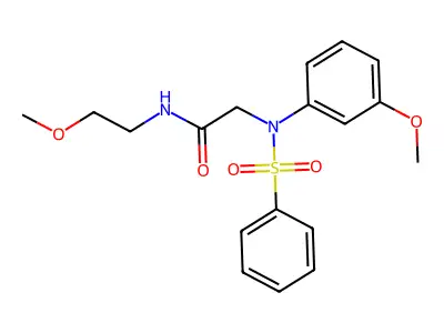 2-[N-(benzenesulfonyl)-3-methoxyanilino]-N-(2-methoxyethyl)acetamide structure