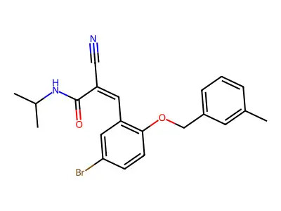 3-[5-Bromo-2-[(3-methylphenyl)methoxy]phenyl]-2-cyano-N-(1-methylethyl)-2-propenamide structure