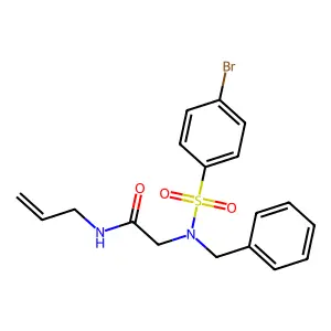 2-[benzyl-(4-bromophenyl)sulfonylamino]-N-prop-2-enylacetamide structure