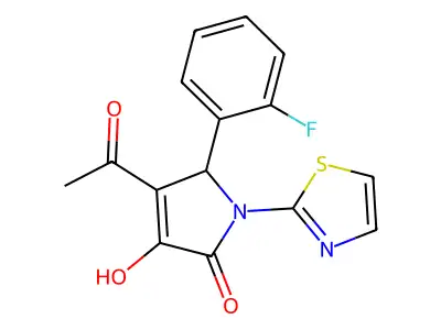 3-acetyl-2-(2-fluorophenyl)-4-hydroxy-1-(1,3-thiazol-2-yl)-2H-pyrrol-5-one structure