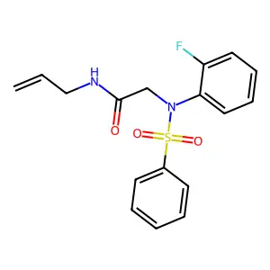 2-[N-(benzenesulfonyl)-2-fluoroanilino]-N-prop-2-enylacetamide structure