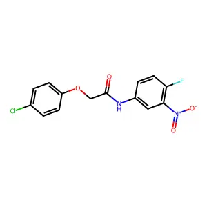 2-(4-chlorophenoxy)-N-(4-fluoro-3-nitrophenyl)acetamide structure