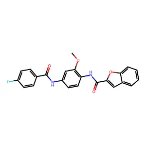 N-[4-[(4-fluorobenzoyl)amino]-2-methoxyphenyl]-1-benzofuran-2-carboxamide structure