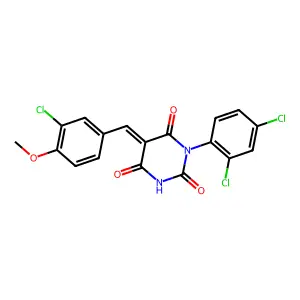 (5Z)-5-[(3-chloro-4-methoxyphenyl)methylidene]-1-(2,4-dichlorophenyl)-1,3-diazinane-2,4,6-trione structure