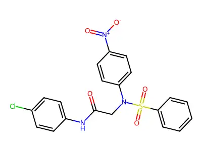 2-[N-(benzenesulfonyl)-4-nitroanilino]-N-(4-chlorophenyl)acetamide structure