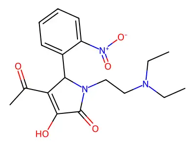 3-acetyl-1-(2-diethylaminoethyl)-4-hydroxy-2-(2-nitrophenyl)-2H-pyrrol-5-one structure