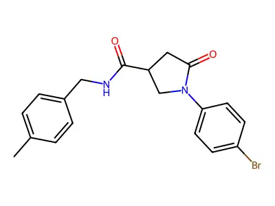 1-(4-bromophenyl)-N-(4-methylbenzyl)-5-oxopyrrolidine-3-carboxamide structure