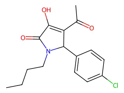 3-acetyl-1-butyl-2-(4-chlorophenyl)-4-hydroxy-2H-pyrrol-5-one structure