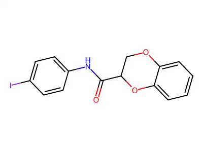 N-(4-iodophenyl)-2,3-dihydro-1,4-benzodioxine-2-carboxamide structure