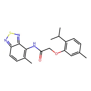 2-(2-isopropyl-5-methylphenoxy)-N-(5-methyl-2,1,3-benzothiadiazol-4-yl)acetamide structure