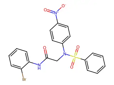 2-[N-(benzenesulfonyl)-4-nitroanilino]-N-(2-bromophenyl)acetamide structure