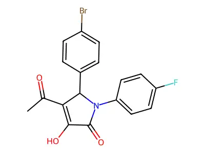 3-acetyl-2-(4-bromophenyl)-1-(4-fluorophenyl)-4-hydroxy-2H-pyrrol-5-one structure