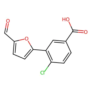 4-Chloro-3-(5-formylfuran-2-yl)benzoic acid structure