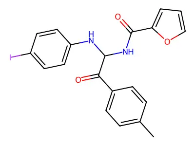 N-{1-[(4-iodophenyl)amino]-2-(4-methylphenyl)-2-oxoethyl}furan-2-carboxamide structure