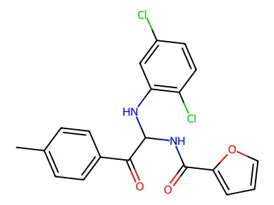 N-[1-[(2,5-dichlorophenyl)amino]-2-(4-methylphenyl)-2-oxoethyl]-2-furancarboxamide structure