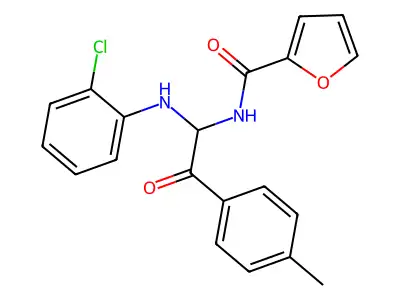 N-{1-[(2-chlorophenyl)amino]-2-(4-methylphenyl)-2-oxoethyl}furan-2-carboxamide structure