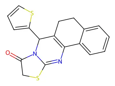 7-(2-thienyl)-5,7-dihydro-6H-benzo[h][1,3]thiazolo[2,3-b]quinazolin-9(10H)-one structure