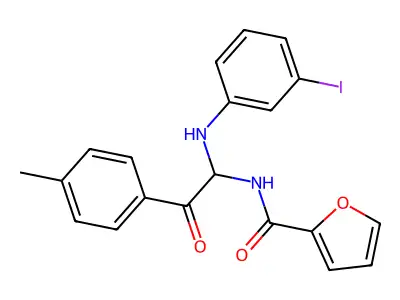 N-[1-(3-iodoanilino)-2-(4-methylphenyl)-2-oxoethyl]furan-2-carboxamide structure